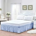 thumbnail image 2 of Easy Bedding Elastic Wrap Around Bed Skirt Dust Ruffle, 18-inch Drop, Smooth Soft Bed Frame Cover- Light Blue Twin, 2 of 6