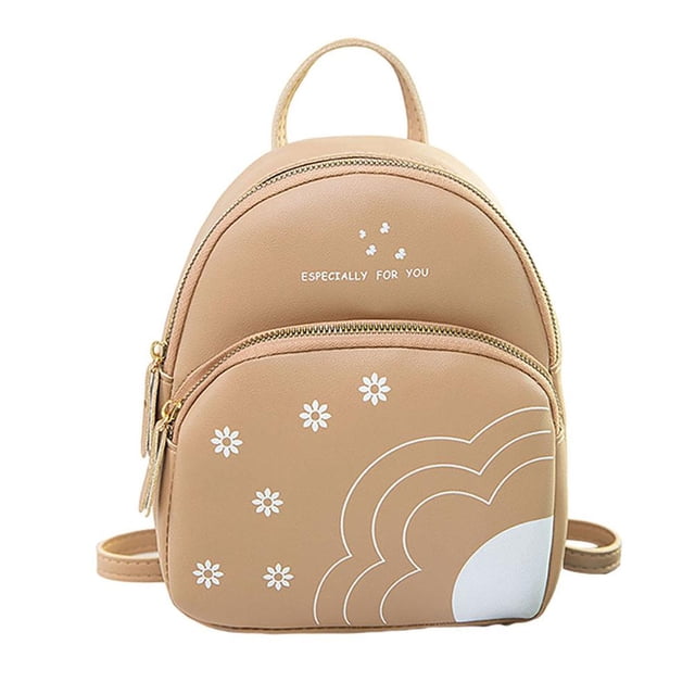Mini Mochila Para Mujer, Moda Informal Con Estampado De Flores, Paquete De Cuero Pu, Bolsa De Teléfono De Color Sólido Para Acampar Al Aire Libre, Viajes, Compras Vogacara AP006181-01