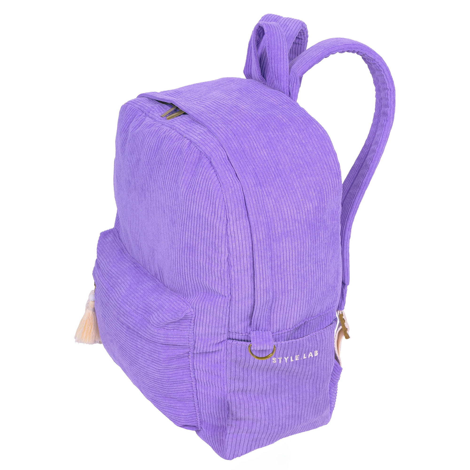Style.Lab by Fashion Angels: Billie Corduroy Backpack - Periwinkle - Kids Stylish Travel School Bookbag, Laptop Compartment, Side Pockets, Girls-Boys