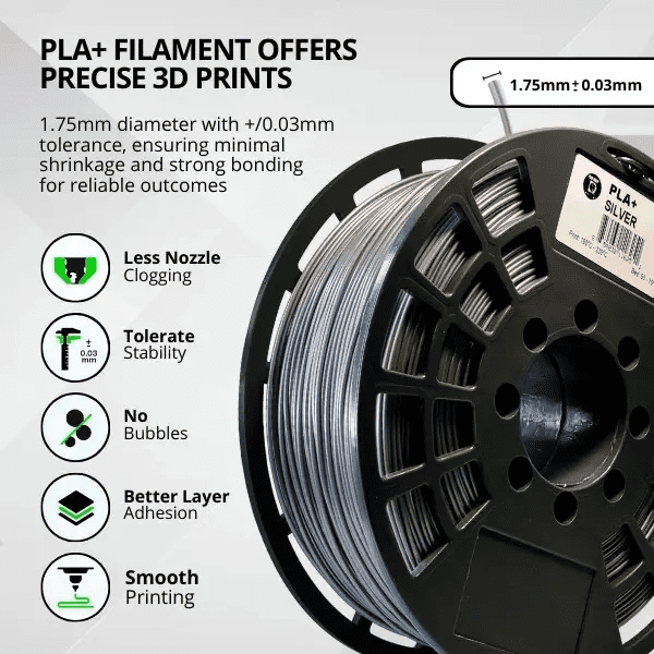 IIID MAX | Silver PLA Plus Filament | 1Kg (2.2lbs) - 1.75mm