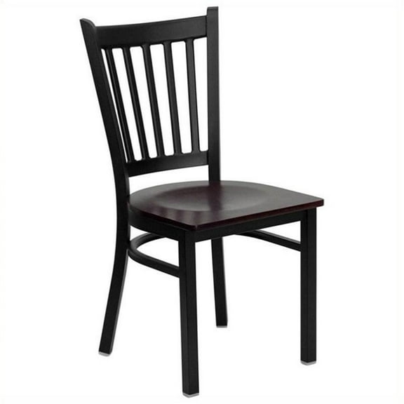 Bowery Hill Black Back Metal Dining Chair in Mahogany