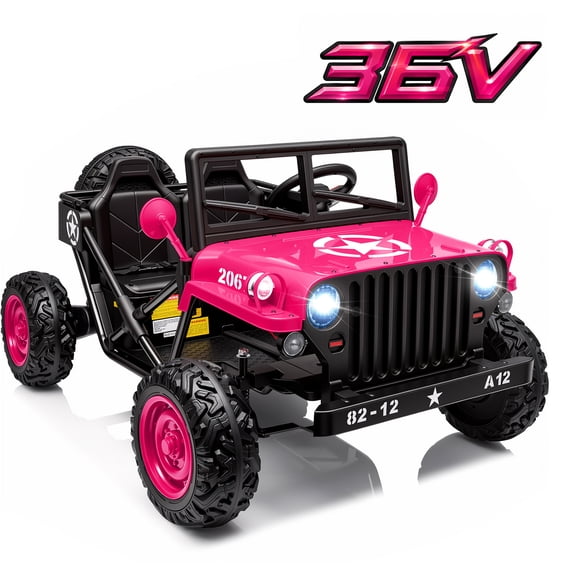 Sunnyfree 36V 2 Seater Ride On Toys for Big Kids, Up to 9 MPH, EVA Tires Power Car Wheels w/Metal Frame, 4-Wheel Suspension, Bluetooth, Rose