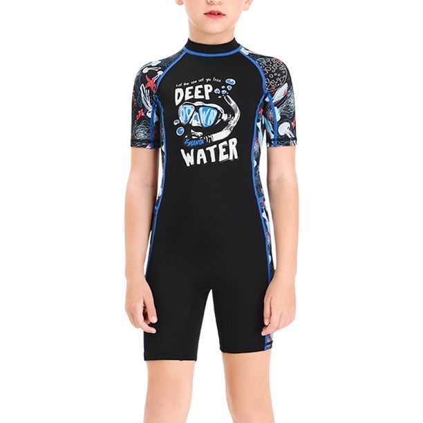 Trajes de buceo Secado rápido Secado rápido de una pieza Cuello redondo Bañador Anti-medusas Tamaño múltiple para snorkeling Surfing Sandbeach Girls Negro s seitruly OD003687-13