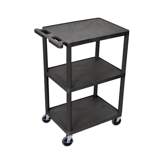 Luxor 18" x 24" Three Shelf Flat Utility Cart - Black
