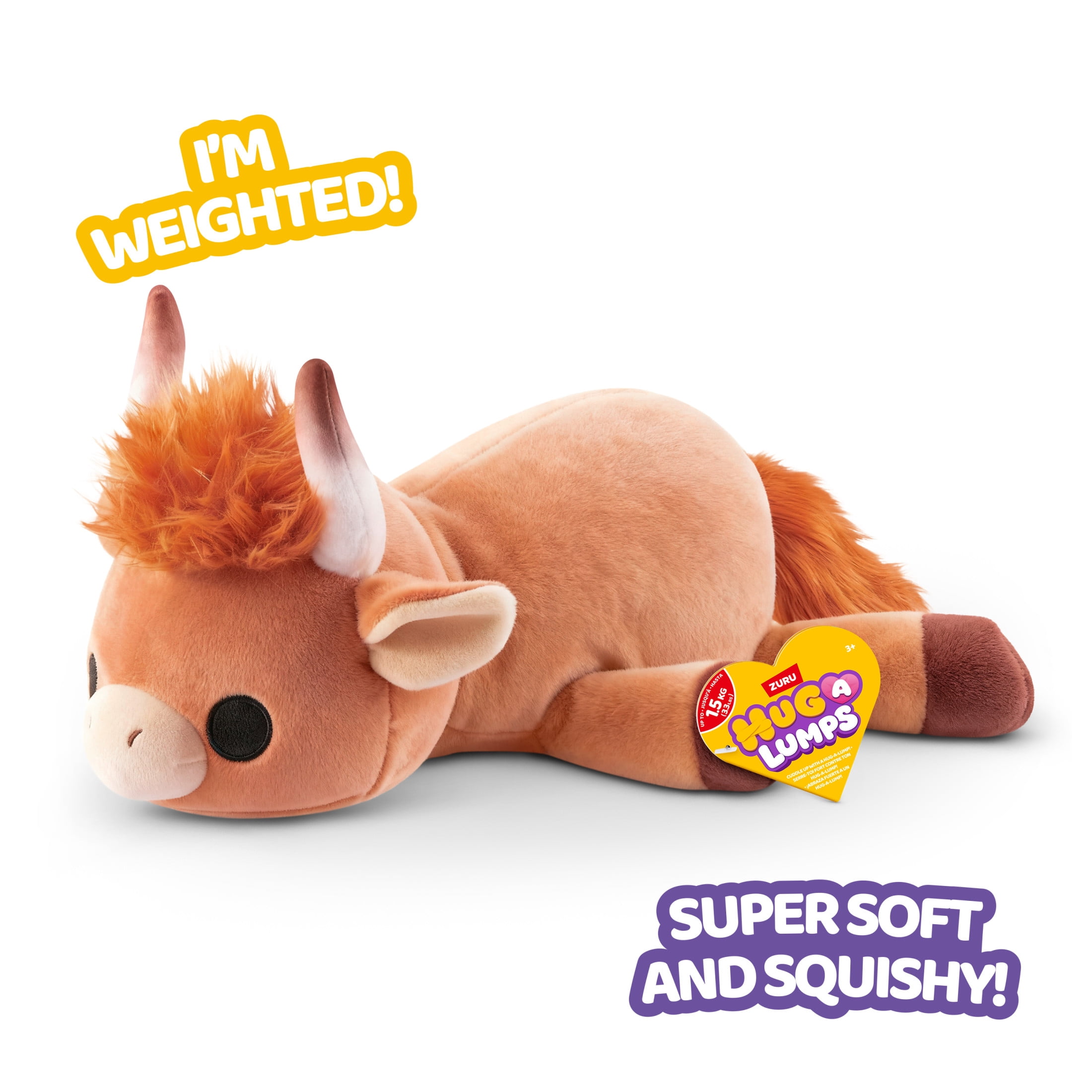 Hug a Lumps Holly the Highland Cow by ZURU - Medium 3.3lbs Cuddly Weighted Plush Toy for All Ages