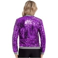 thumbnail image 4 of iiniim Women Sequin Jackets Flip Glitter Varsity Bomber Sparkly Coat Party Outwear Ladies Shiny Purple 16, 4 of 6