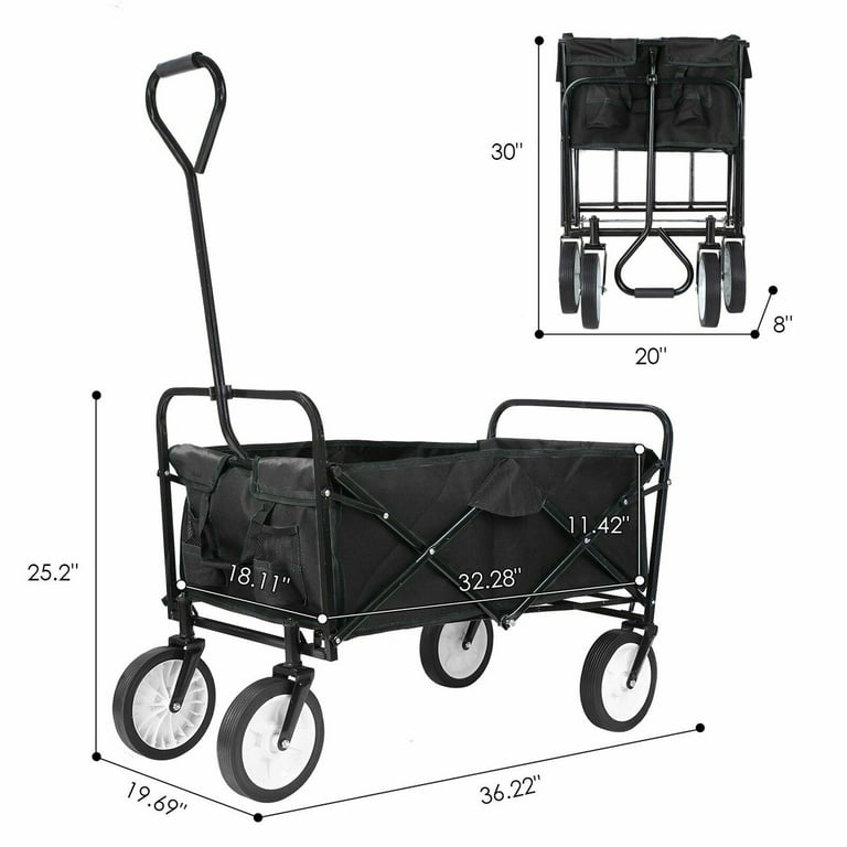 Carlisle Black Plastic Fold 'N Go Utility Cart - 40L x 20 1/2W x 35 3/4H