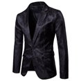 thumbnail image 1 of Traje de hombre con diseño de calle de patrón oscuro, moda, un botón a juego, traje de hombre delgado, 1 of 6
