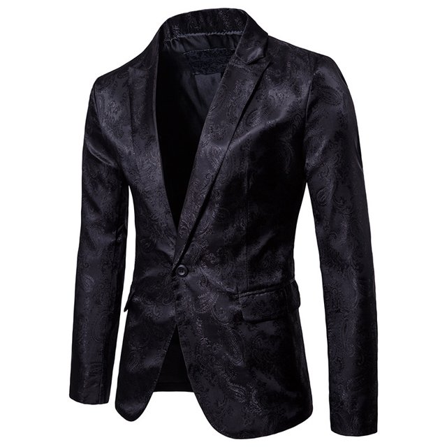 Traje de hombre con diseño de calle de patrón oscuro, moda, un botón a juego, traje de hombre delgado