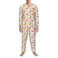 thumbnail image 3 of Honeii Flamingo And Pineapple Pattern Mens Pajamas Set,2pcs Men's Lounge Long Sleeve Sleep Shirt and Pajama Bottoms Sleepwear Set,Mens Pjs Sets-Large, 3 of 7