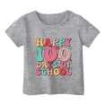 thumbnail image 1 of WEIYLL T-Shirts pour Filles Décontractés 100 Jours d'École Imprimé Lettre Col Rond Manches Courtes Amples Gris Sorties Hauts 4-5 Ans, 1 of 4