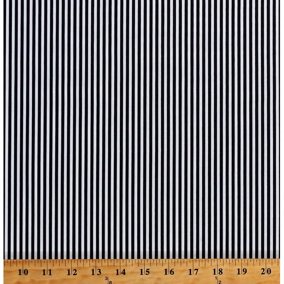 Cotton Black and White 1/8" Stripes Dutch Holland Netherlands Striped Cotton Fabric Print by the Yard (C495-BLACK)