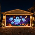 thumbnail image 6 of Halloween Garage Door Decorations, Halloween Ghost Decor, Halloween Pumpkin Decorations, Halloween Outdoor Hanging Decorations, 150X100Cm Cute Purple Night Graveyard Scene Hanging, 6 of 7
