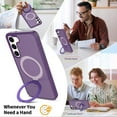 thumbnail image 3 of Asuwish Phone Case for Samsung Galaxy S23 Plus S23+ 5G Tempered Glass Screen Protector Magnetic Folding Stand Frosted Translucent Rugged Shockproof Protective Cell Cover SM-S916U Women Deep Purple, 3 of 7