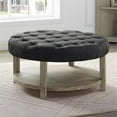 thumbnail image 2 of Bowery Hill Wood Tufted Ottoman in Natural and Dark Gray Finish, 2 of 5