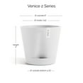 thumbnail image 2 of Ecopots Venice 2 Durable Modern Round Indoor/Outdoor Recycled Based Composite Flower Pot Planter w/ Water Reservoir, Pure White, 8", 2 of 4