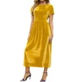 thumbnail image 3 of Vetsdori Short Sleeve Midi Dresses for Ladies Casual Party Sundress Summer Solid Color Crew Neck,Velvet Beach Womens Dress Outfits, 3 of 8