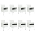 thumbnail image 2 of vidaXL 9 Piece Garden Dining Set with Cushions White Poly Rattan, 2 of 5