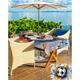 thumbnail image 5 of Fsddascl Soccer Outdoor Tablecloth - 60x102 Inch Rectangle Dining Table Cover, Yellow Blue Pink Watercolor Abstract Art Sports Waterproof Outdoor Table Cloth with Umbrella Hole & Zipper for Patio, 5 of 7