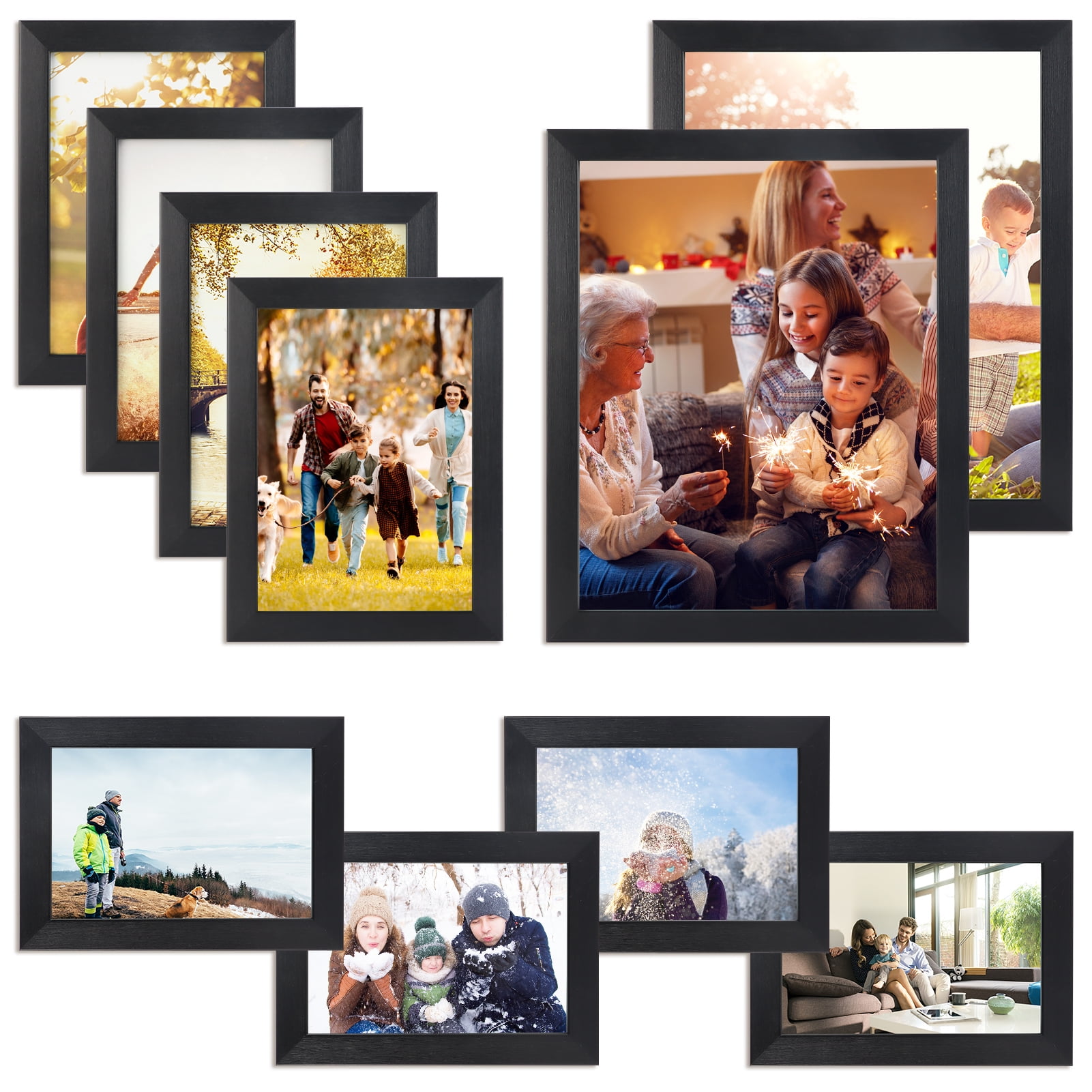 10 Pack Black Picture Frames Collage for Various Sizes Photos, Two 8x10