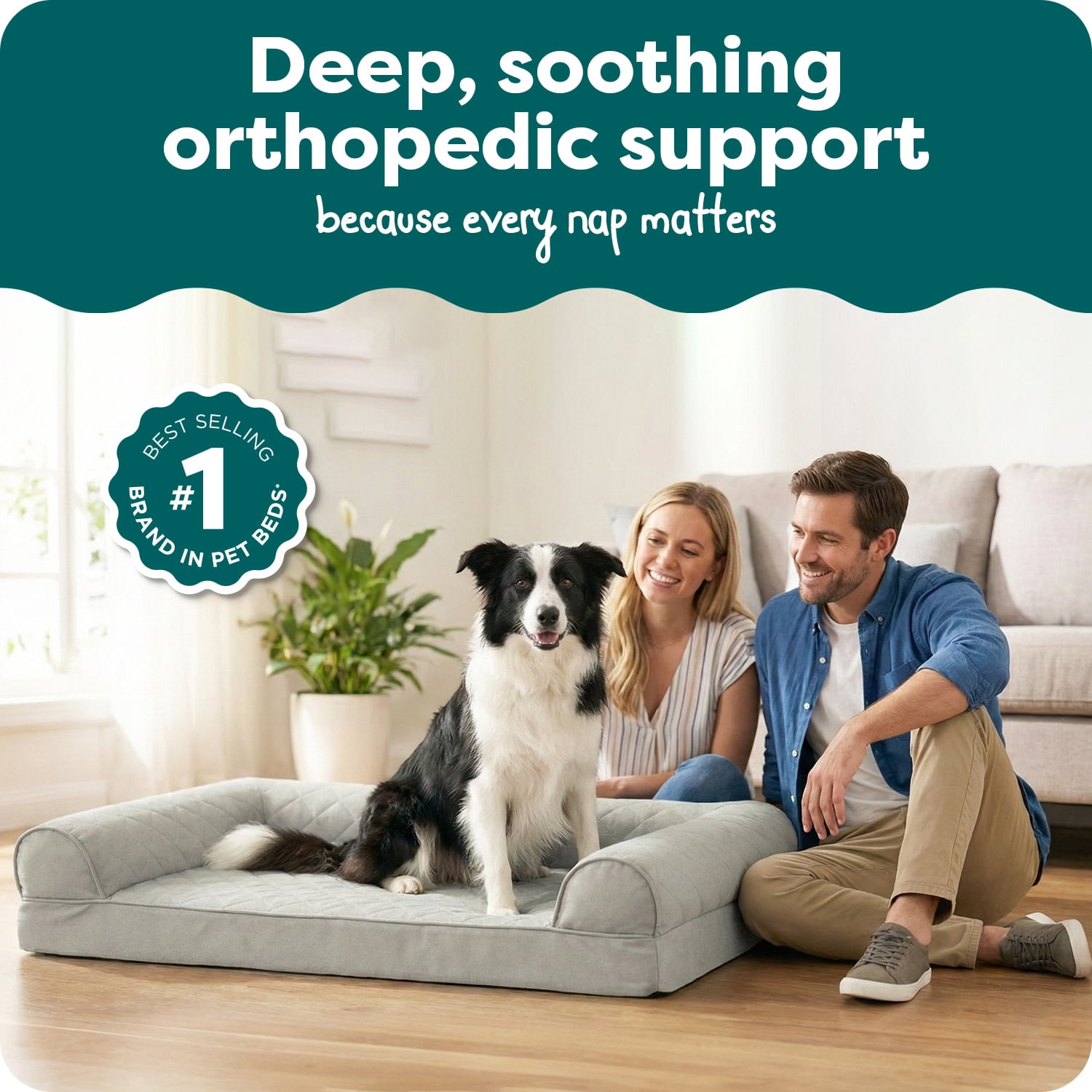 FurHaven Classic Sofa Orthopedic Dog Bed For Large Dogs, Egg Crate with a Solid Orthopedic Foam Base for Joint Support, Removable Washable Cover, Large, Quilted Sofa, Silver Gray