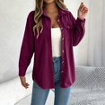 thumbnail image 2 of Shackets for Women Waffle Knit Tops Long Sleeve Button Down Shirt Fall Jackets Outfits Corduroy Jacket Womens Shackets Jacket Plus Size Long Sleeve Shirts Blouses Tops, 2 of 5