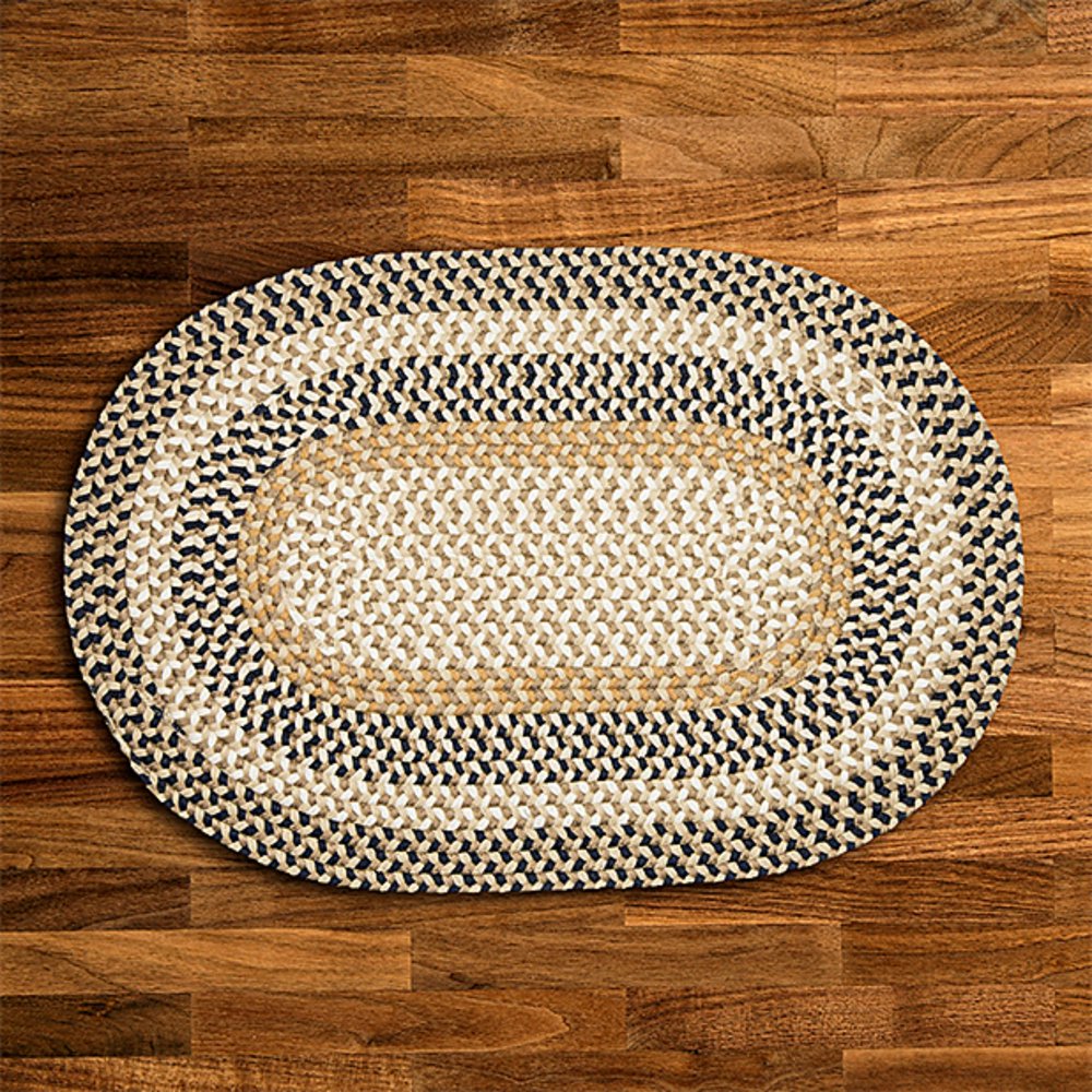 17" Brown and White Traditional Style Oval Area Throw Rug Sample