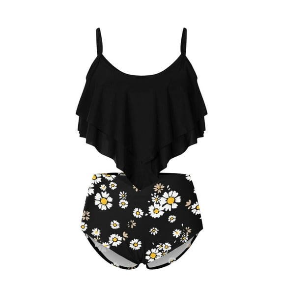 Fesfesfes Swimsuit for Women Women's High Breast Contrast Gradient Split Bikini Set Two Piece Swimsuit