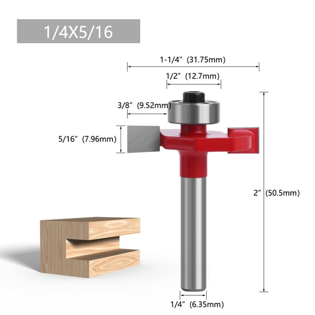8-Piece Export-Grade Woodworking Router Bit Set: T-Shape Roller Ball Slotting & Edge Trimming Tools with 1/4 Inch Shank, 5/16 Inch Size, Universal Compatibility for Most Woodworking Machines, Durable