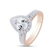 thumbnail image 3 of 2CT 10K Solid Rose Gold Bridal Ring Set Teardrop Lab Created Moissanite Diamond Halo Engagement Ring Pear Promise Ring Marquise Wedding Band for Women G-H/VVS1 Certificate of Authenticity, 3 of 6