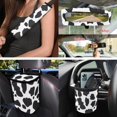 thumbnail image 4 of HUISEFOR Cow Print Car Seat Cover Full Set 15 Pieces for Most Truck SUV Steering Wheel Cover Seat Belt Cover Car Trash Can Air Vent Storage Bag Keychain Rear View Mirror Cover, 4 of 7