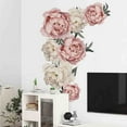 thumbnail image 4 of VogueV Peony Rose Flowers Wall Sticker, Large Waterproof Floral Decals for teen Room Nursery, Removable Pvc Art Mural 24X20 In, 1 Wall Sticker, 4 of 6