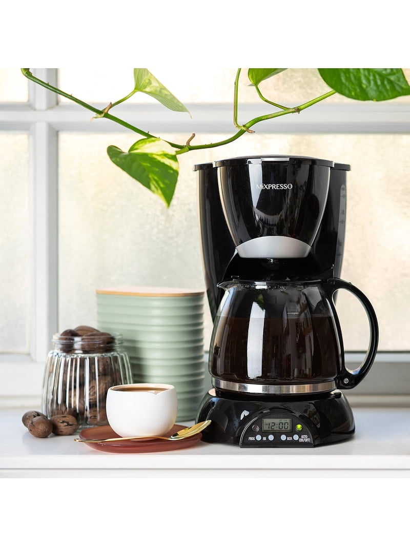 Mixpresso Coffee Maker, 8-Cup Black Drip Programmable Coffee Pot
