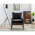 thumbnail image 4 of Guyou Black Faux Leather Accent Chair Armchair, Mid Century Arm Chair with Detachable Cushion, Modern Single Lounge Chair with Wood Frame for Living Room Bedroom Housting Room, Black, 4 of 10