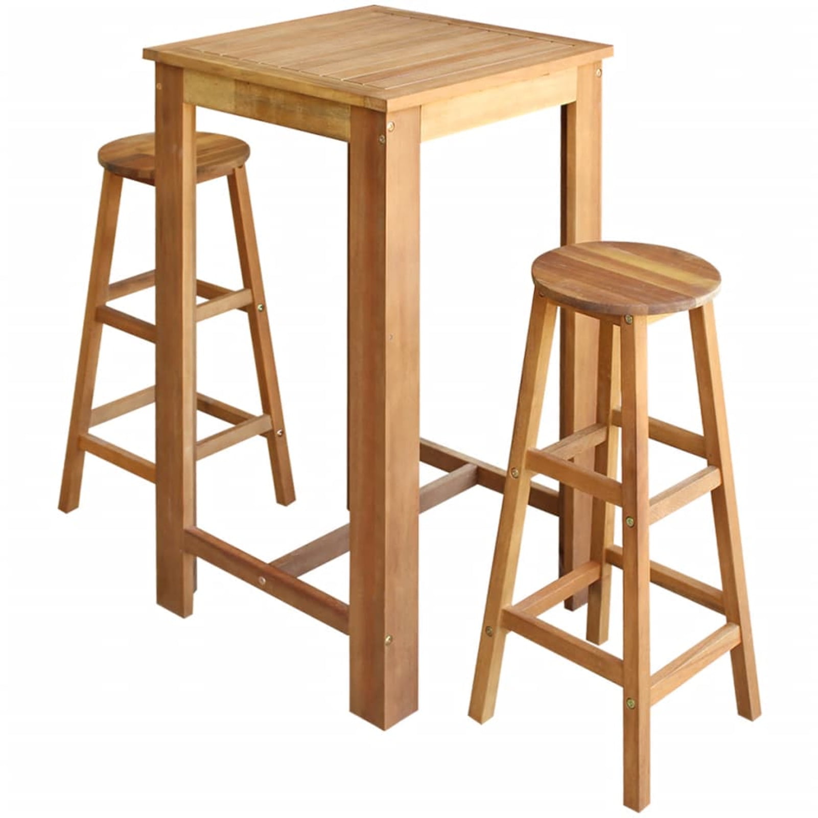 Festnight Bar Table and Chair Set 3 Pieces Solid Acacia Wood 