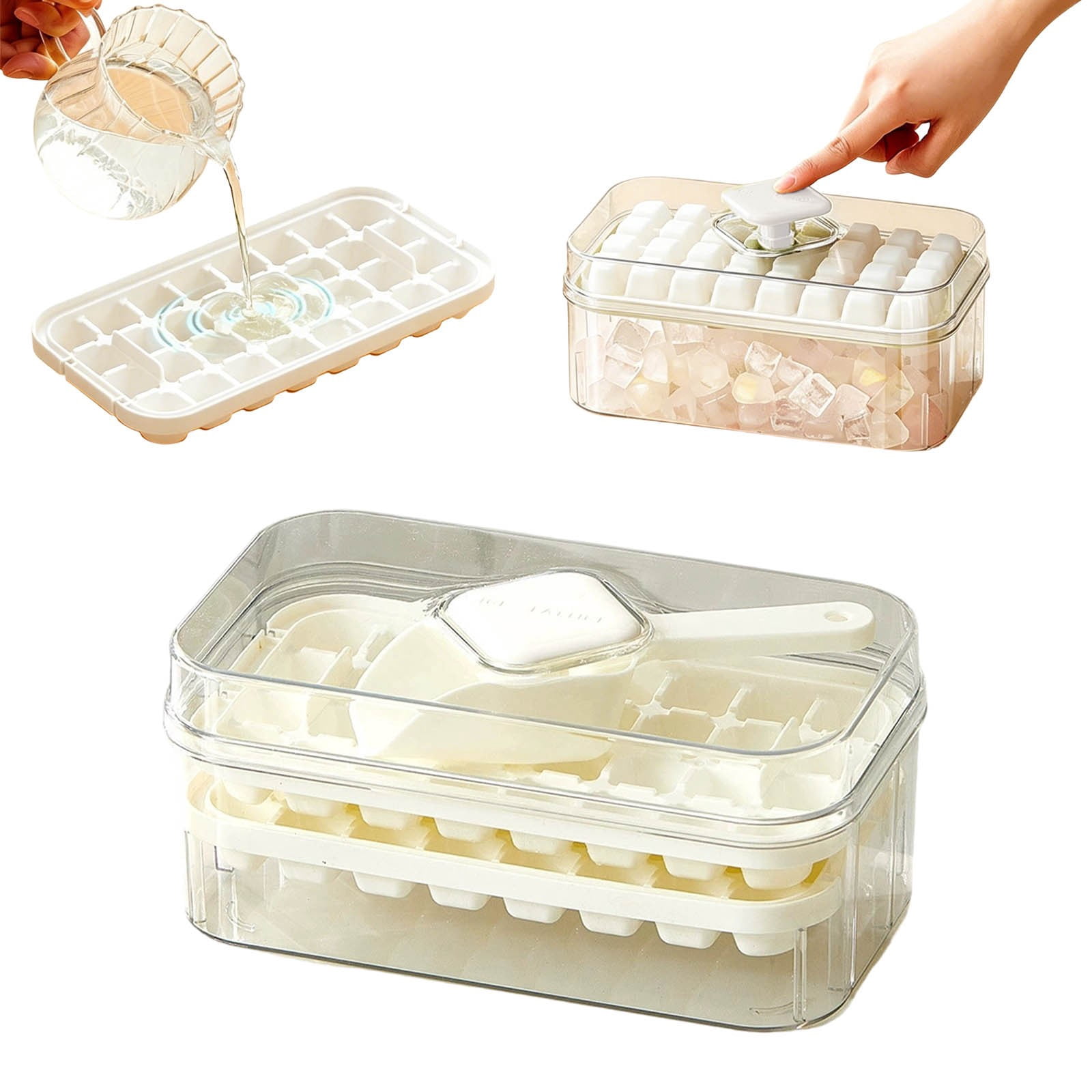 Button With Lid 28 Cavity Silicone Tray Storage And Easy Release Freezer For Home Kitchen Party Small Babies for Ice Cubes Ice Sphere Ice Tray Shapes Big round Silicone Tray Baby Food Food Lots Cubes