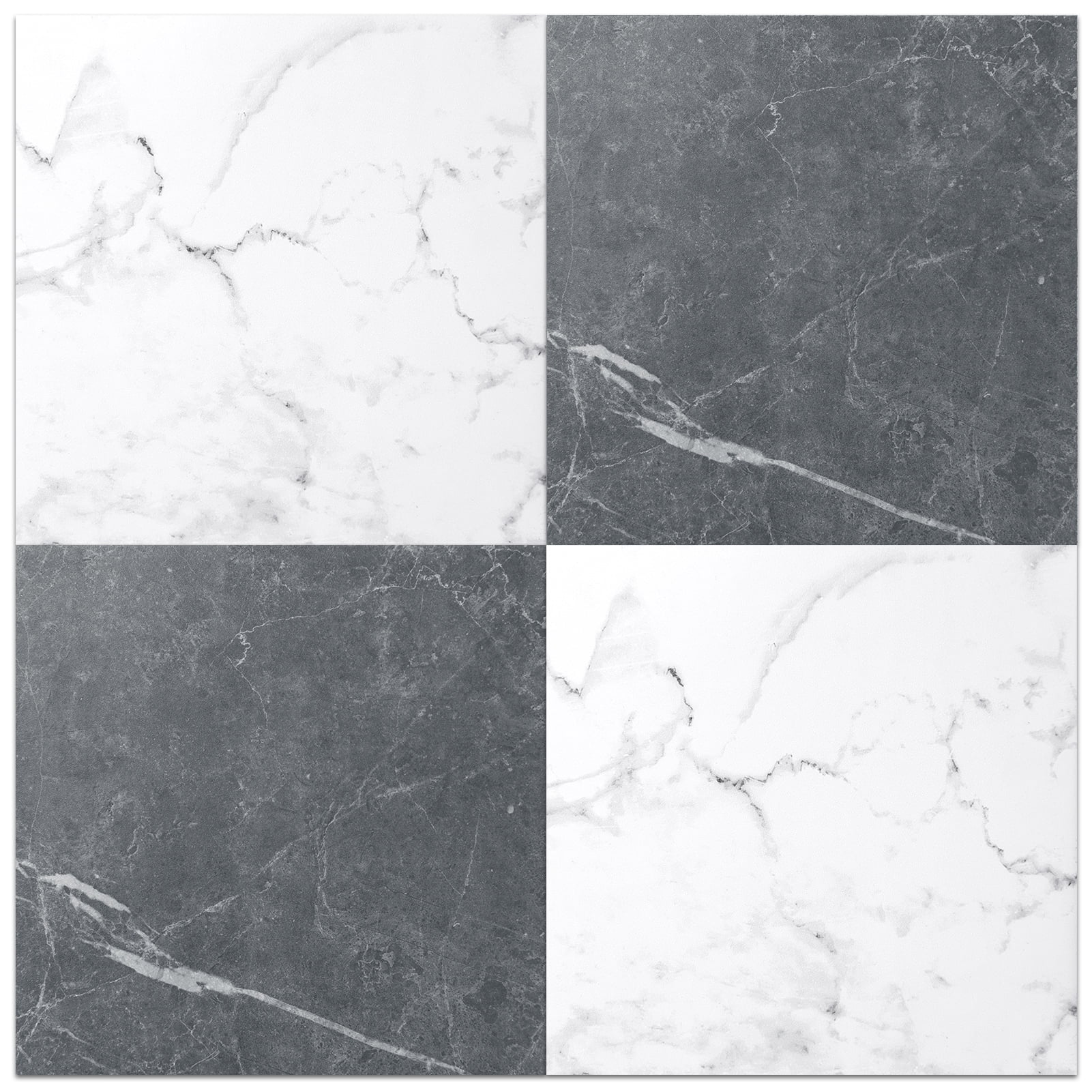 Art3d 30 Tiles 12 x 12 inch Peel and Stick Vinyl Floor Tiles, Self Adhesive Waterproof Flooring Planks, 15 Tiles in Black and 15 Tiles in White, Cover 30 Sq.ft