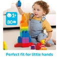 thumbnail image 4 of MEGA BLOKS Fisher-Price Toy Blocks Blue Big Building Bag with Storage (80 Pieces) for Toddler, 4 of 9