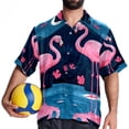 thumbnail image 4 of Flamingo Tropical Rainforest Men's Short Sleeve Hawaiian Poplin Shirt - Casual Printed Button Down Summer Beach Shirt for Men, 4 of 6