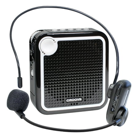 Croove Wireless Voice Amplifier: Portable Rechargeable Microphone with Headset & Belt Clip - Ideal for Classroom Teachers & Tour