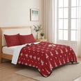 thumbnail image 5 of Quilts Queen Size Bedding Set, Red Christmas Lightweight Quilted Comforter, Xmas Trees Dots Modern Minimalist Style Soft Reversible Bedspread Coverlet with Pillow Covers for All Season, 90" x 96", 5 of 9