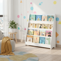 Homy Casa Kids Bookcase, 4-Tier Nursery Book Organizer, Front Facing Toddler Bookshelf