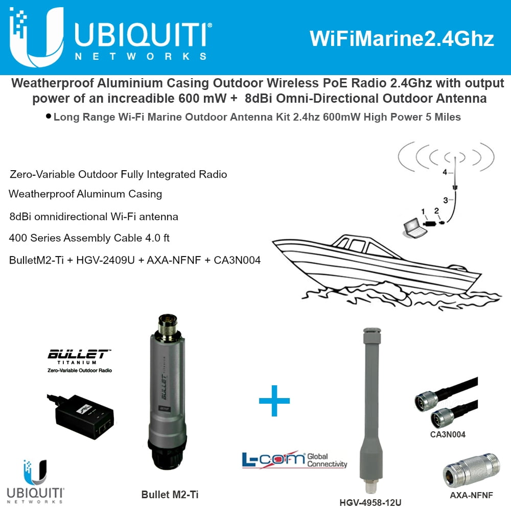 Long Range WiFi Marine Outdoor Antenna Kit 2.4Ghz 600mW High Power 5