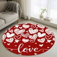 thumbnail image 2 of Red Love Valentines Round Area Rug 4ft, White Love Heart Washable Non-Slip Circle Rugs for Bedroom Living Room Kitchen, Soft Non Shedding Circle Carpet for Dining Room Dorm, 2 of 9
