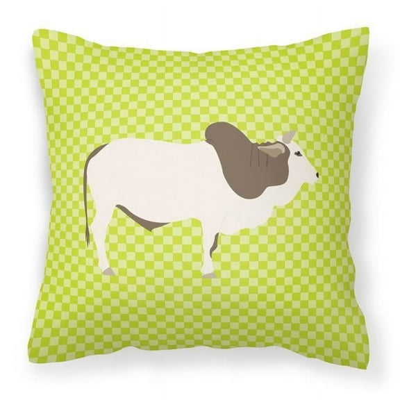 Carolines Treasures BB7656PW1414 Malvi Cow Green Fabric Decorative Pillow, 14 x 14 in.
