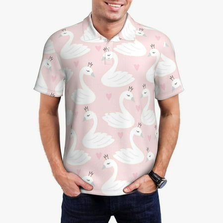 Uemuo Swan1 for Men’s Golf Shirt – Premium Pique Cotton Polo Soft & Breathable Casual Short Sleeve Shirt Comfortable Activewear for Sports & Leisure-XX-Large