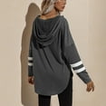 thumbnail image 4 of Sudadera con capucha holgada informal con dobladillo irregular y cuello en V, blusa de manga larga con capucha gris XL para mujer, 4 of 8