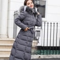 thumbnail image 4 of Homenesgenics Winter ! Puffer Coat Fleece Coats Women Fashion Long Collar Padded Coat Slim Thick Coat Warm Cotton Down Jacket Gray M, 4 of 4