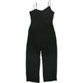 thumbnail image 2 of Monteau Womens Embroidered Jumpsuit, Black, Petite, PM, 2 of 2