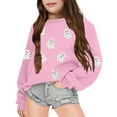 thumbnail image 3 of Kiijoy Girls Halloween Sweatshirt Cartoon Ghost Print Casual Pullover Top, Sizes 9-10, 3 of 3